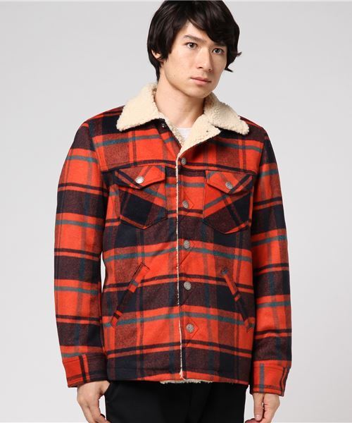 JACKROSE（ジャックローズ）の「ウールチェック ボアランチコート