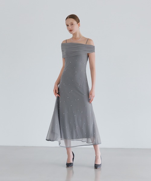 セール】【LEJA】2WAYチュールトップスパールAラインドレスワンピース2