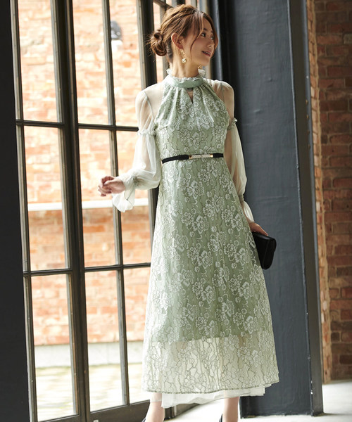 セール】【オケージョン対応】3wayチュール＆レースワンピース 結婚式