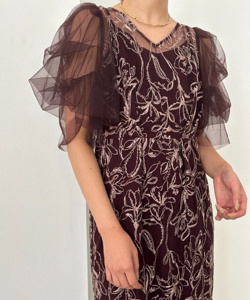 Fluffy sleeve pencil dress（ドレス）｜LE'RURE（リルアー）の