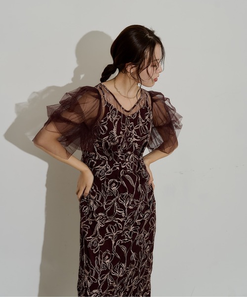 Fluffy sleeve pencil dress（ドレス）｜LE'RURE（リルアー）の