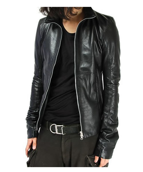 ekam ブラックレザーシングルライダースジャケット