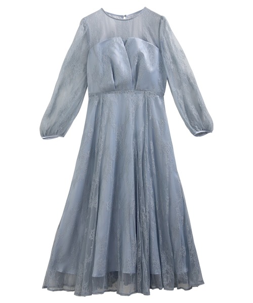 セール】シアー×レース ビスチェ風フレアドレス（ドレス）｜Rose of