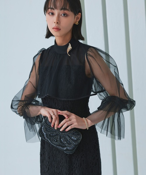 オケージョンドレス/結婚式】2WAYチュールボレロ＆レースタイト