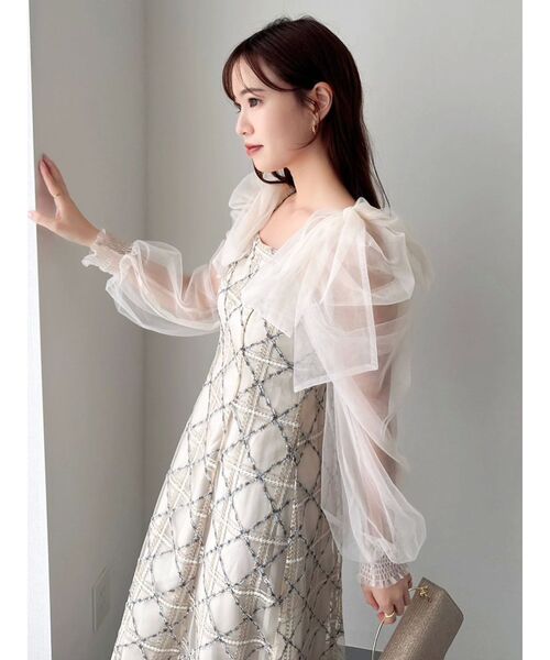 セール】レースリボンオフショルドレス（ドレス）｜dazzlin（ダズリン