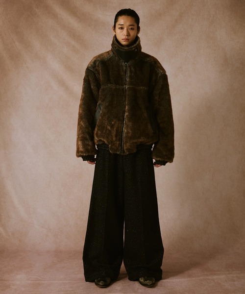 leather/fur faux reversible flight jacket / フェイクレザーファー