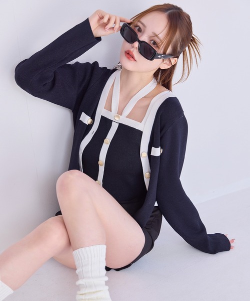 ずっと真夜中でいいのに ニットカーディガン XL ZTMY Knit Cardigan