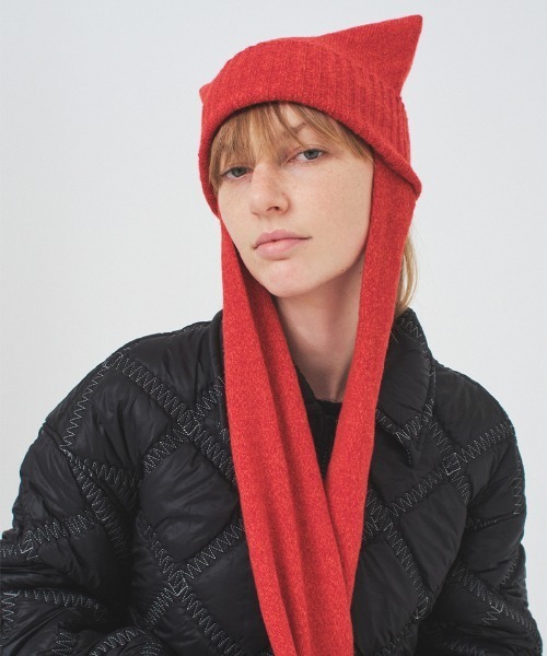 soduk 】flat knit cap black 猫耳ビーニー soduk 】flat knit cap