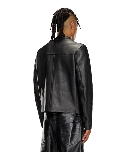 DIESEL（ディーゼル）の「メンズ レザージャケット ロゴ（ライダース