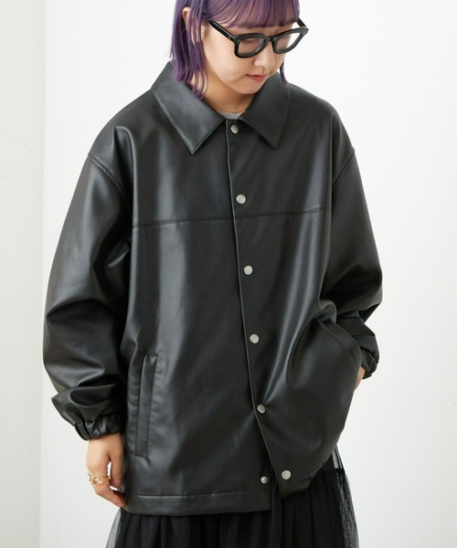 ROLLER FAKE LEATHER COACH JACKET XL 最安 完売品 ROLLER MAGAZINE