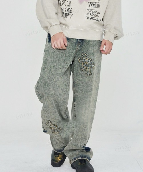 韓国ファッション Y3K Y2K 韓国ストリート クロス刺繍デザイン