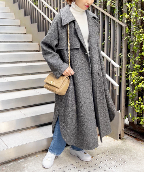 人気♪スピックアンドスパン〈22AW〉Wスライバーヘリンボーンミドル