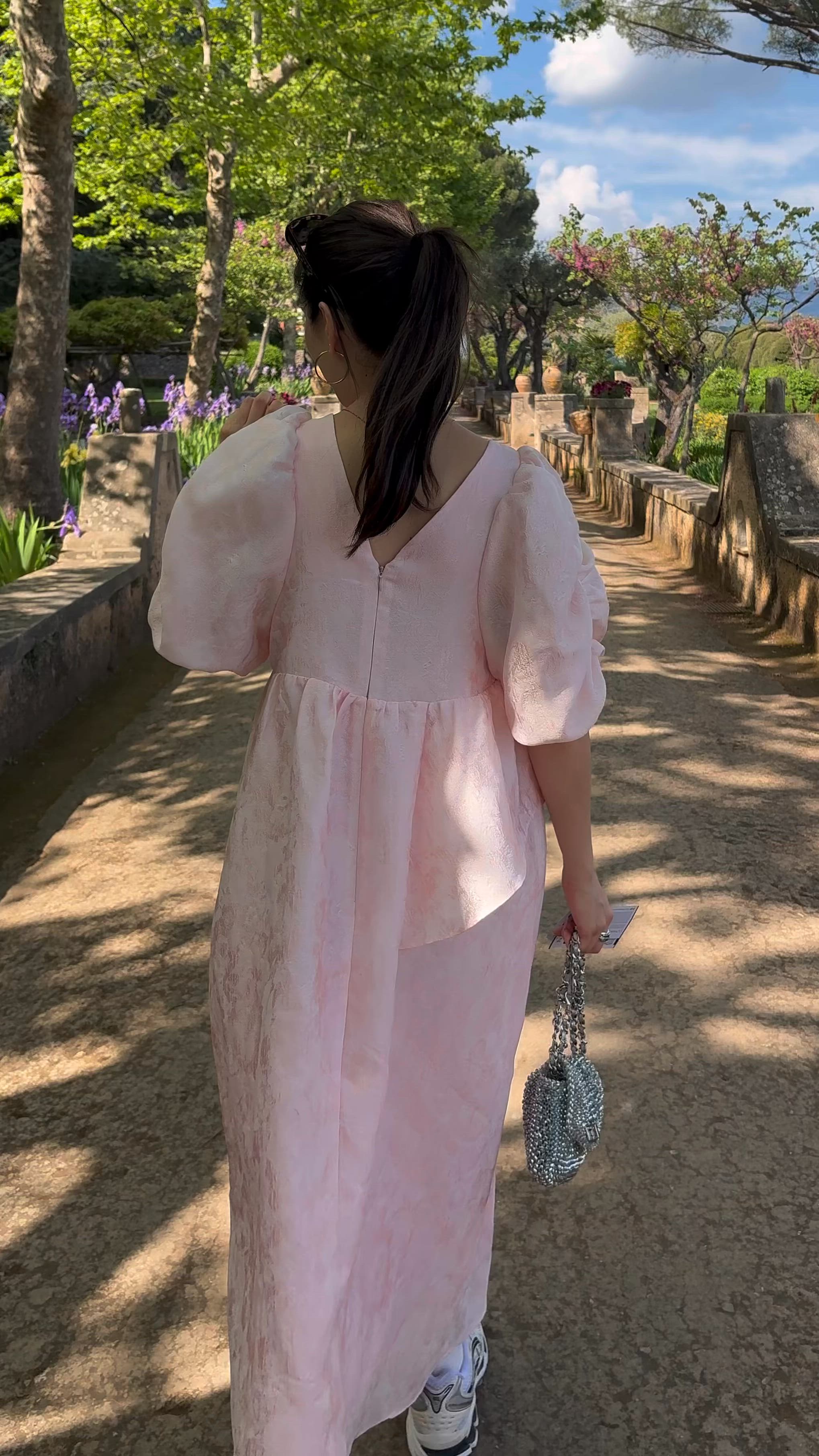 バブルスリーブジャガードドレス / bubble sleeve jacquard dress