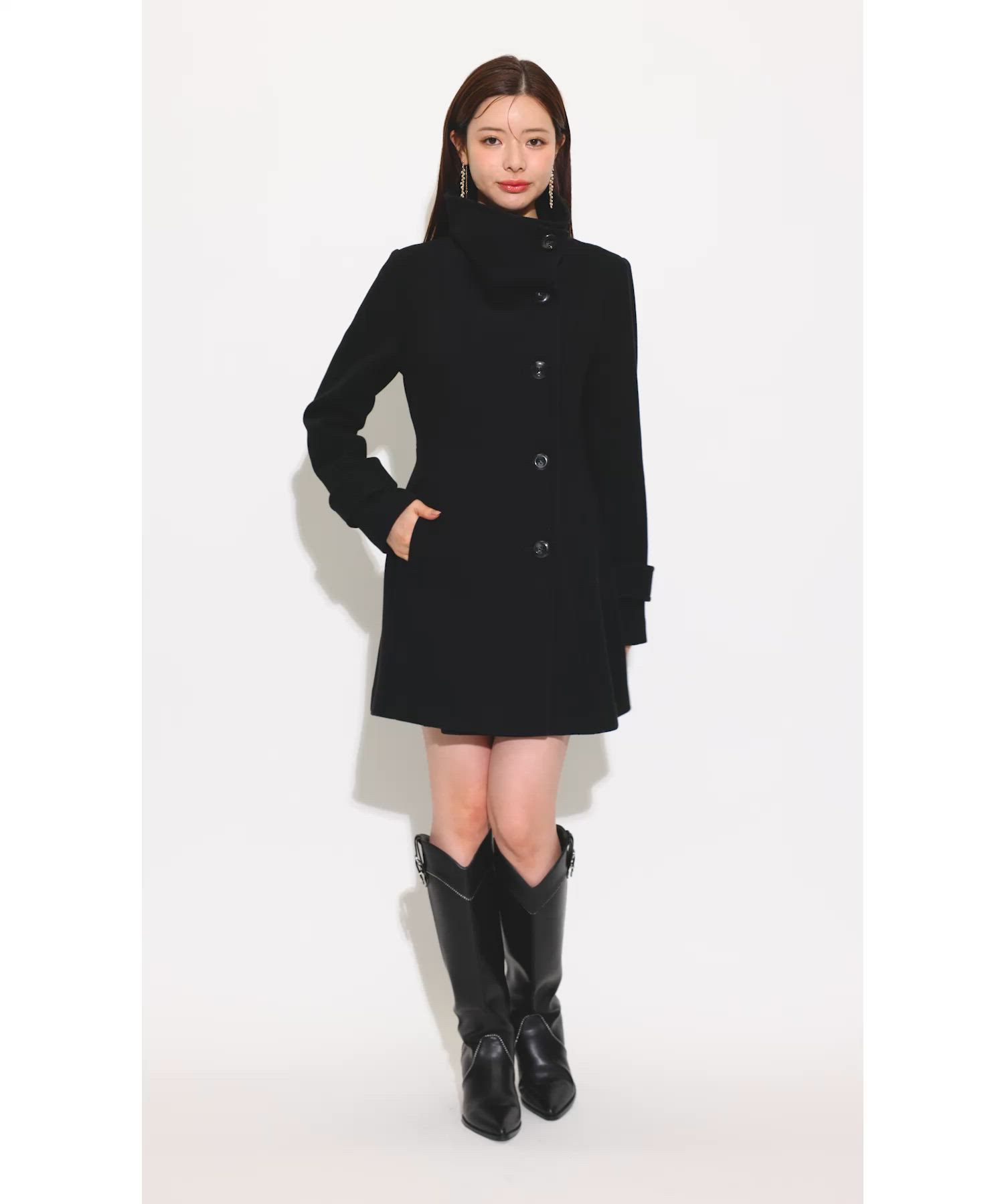 セール】25オーバーネックシンデレララインミニコート 秋服 冬服