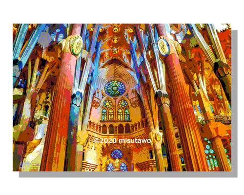 選べる3枚組ポストカード】サグラダ・ファミリア内装【作品No.036