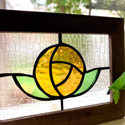 ステンドグラス※パネル※Rose 枠ブラウン その他インテリア雑貨 Glass