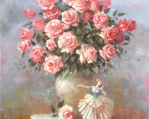 水彩画 F3 ピンクローズ｜水彩画 F3 ピンクローズ Watercolor painting