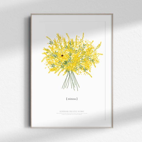 大人っぽいミモザのブーケ】白背景 インテリア アートポスター Étape73
