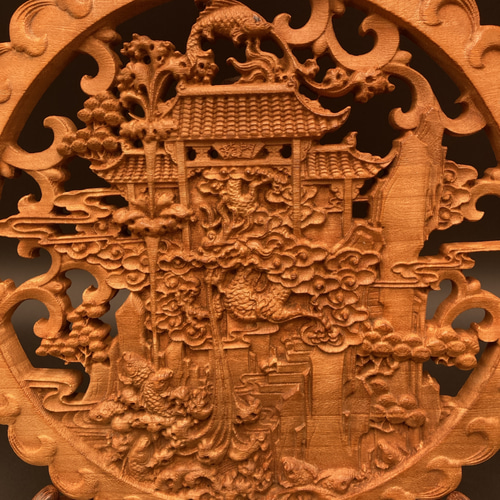 鯉が導く成功の奇跡』鯉登竜門Ⅱ 26.5cm（登竜門・滝登り) 参次元彫刻