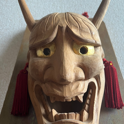 楽天市場】お面 般若 木製の通販 木製 般若の面 約30cm