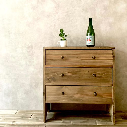 チェスト 四つ脚 木製 キャビネット 3段 引き出し収納 アンティーク