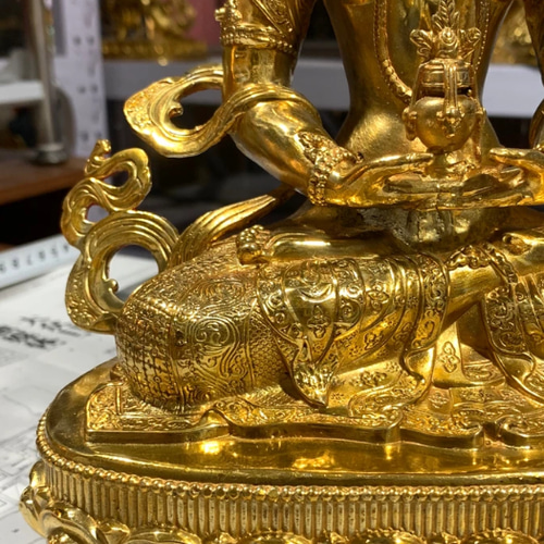 修縁堂】チベット密教 真鍮 寺院仏具 法器 金メッキ宝珠炉 修縁堂