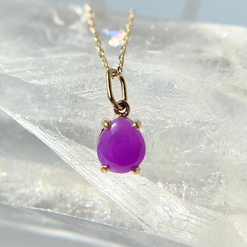 K10☆天然スギライトネックレス☆原石から磨いた1点ものジュエリー