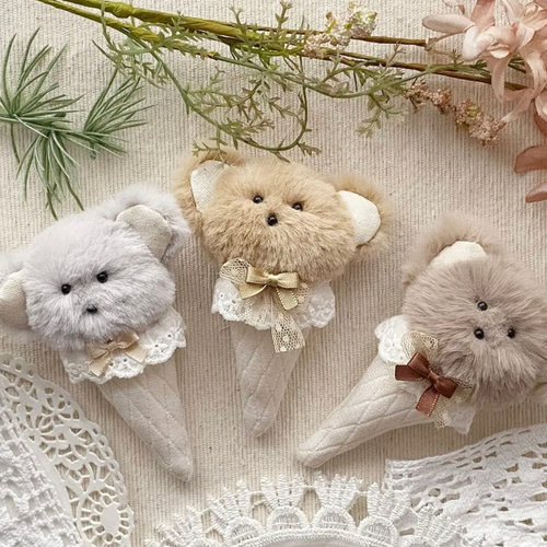 ハンドメイドぬいぐるみ Pipiアイスクリームくまちゃん☆03 ぬいぐるみ