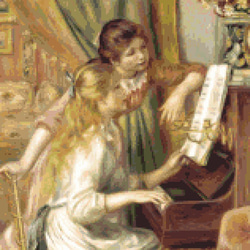 ルノワール 「ピアノを弾く少女たち」ver3 クロスステッチ図案 編み図