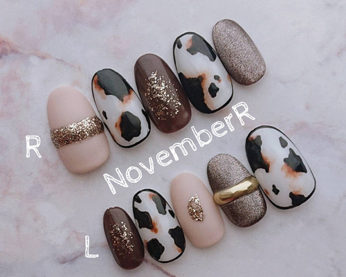 LA587☆大人牛柄ネイルチップ ネイルチップ（つけ爪） NovemberR 通販