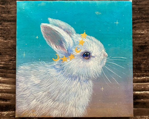 油絵 絵画 【オレンジ月のうさぎ】 【公式通販】