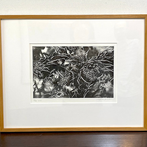 幻想的細密銅版画作品 「夜と華」新春限定モノクロ作品 美品未使用