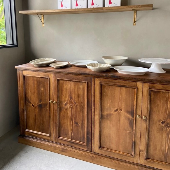 フランスアンティーク家具 アンティークパインキャビネットW1800 お