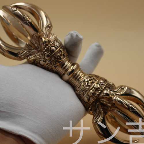 密教法器 宋式五鈷杵 金剛杵 仏教法具 真鍮製 vajra 23cm その他アート