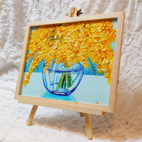 油絵 絵画 【ミモザの花】 絵画 HR 通販 14273427｜Creema(クリーマ)