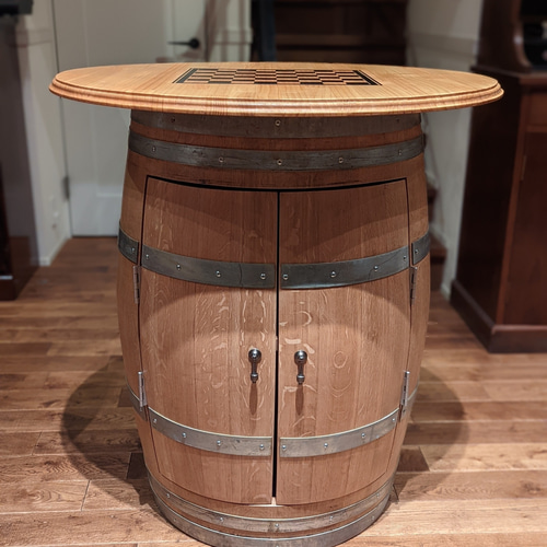 ワイン樽ハイテーブル キャビネット仕様 高級フレンチオーク樽