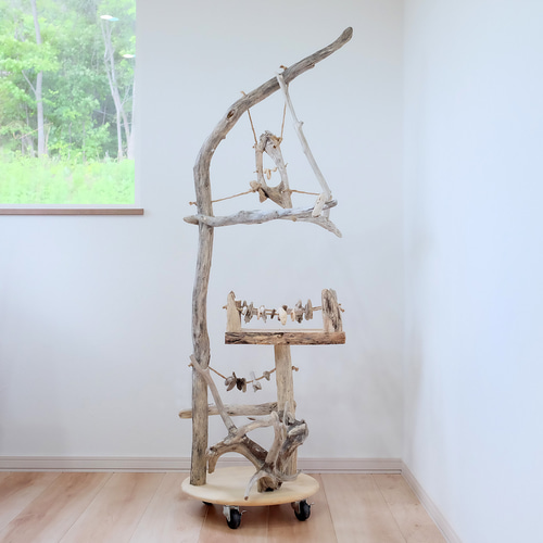 縦型流木バードアスレチック｜LL キャスター付き ハウス・小屋