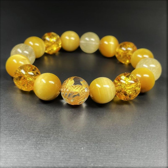 相性抜群の組み合わせ】金彫皇帝龍 本水晶 ゴールデンタイガーアイ