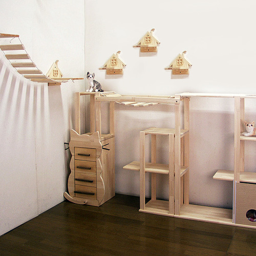 ハンドメイド パイン材キャットタワー(ベーシックユニット) キャット