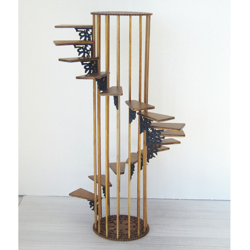 希少 Spiral Stairs 螺旋階段 ミニチュアオブジェ 木製ヴィンテージ