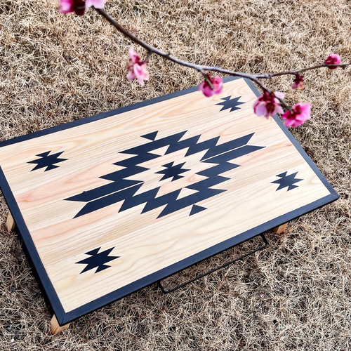 受注品♪ピクニックやキャンプに！オルテガ柄 ローテーブル サイズ変更