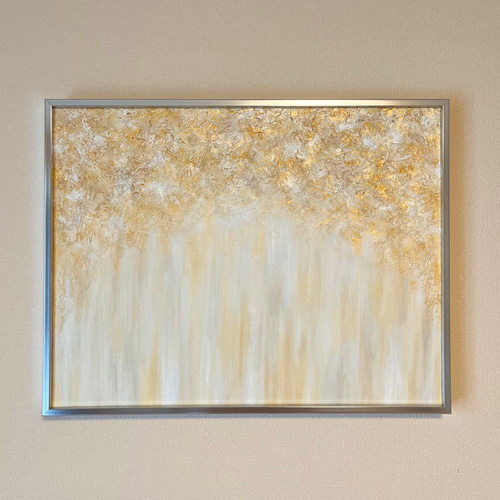 白とゴールドのテクスチャーアート 抽象画/現代アート/モダン/パネル/絵画/金 白とゴールドのテクスチャーアート 抽象画/現代アート/モダン/パネル