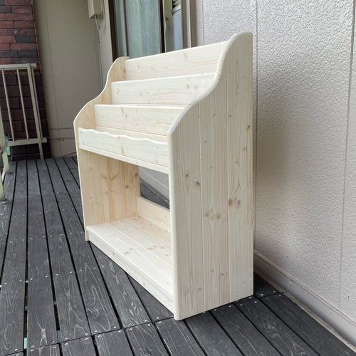 幅広 ホワイト（ワトコオイル）ワイドE仕切ナシ 絵本棚 本棚・絵本棚