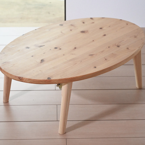 国産ひのきの楕円ちゃぶ台 ローテーブル センターテーブル 90×60センチ