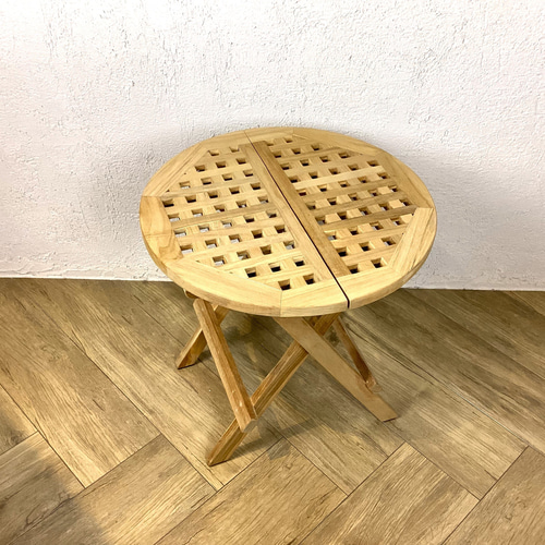 フォールディングテーブル 木製折り畳み サイドテーブル アウトドア 丸