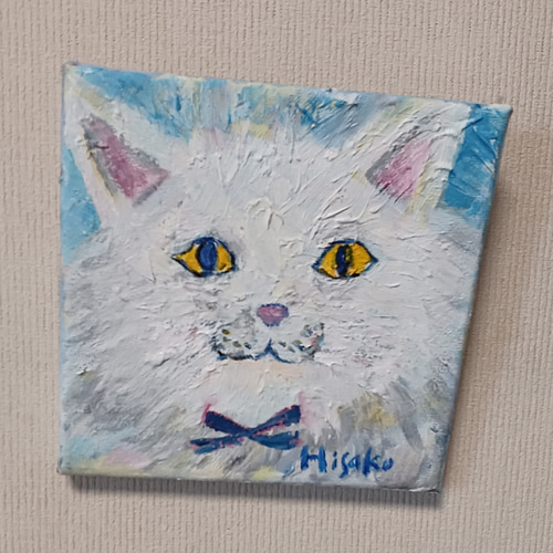 猫バーガー 油彩画 油絵 原画 額付き オリジナル 猫バーガー 油彩画