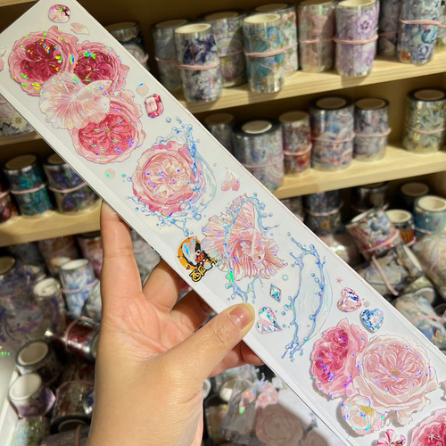 巻売 573☆ 海外 マスキングテープ マステ PET 装飾 花 炫彩 巻売 573