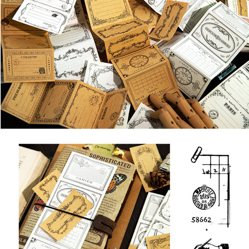 P93】コラージュ 素材 紙ものセット 海外 シート メモ帳 ミニメモ