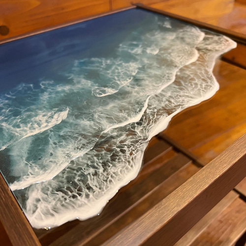 レジンテーブル サイドテーブル レジンアート 海アート テーブル