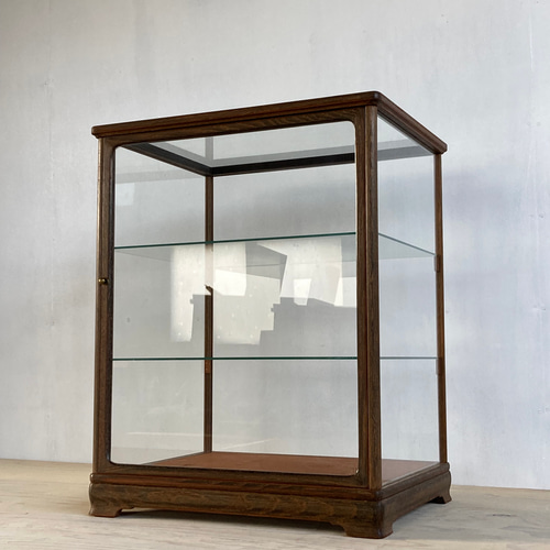 g203 古い木製 ガラスケース 3段 卓上 ショーケース